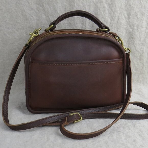 Vintage COACH Lunchbox #9991 Crossbody Top Handle 2 Way 1990s Brown Leather - Picture 1 of 15